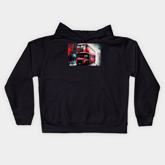 London Bus Kids Hoodie by Buff Geeks Art